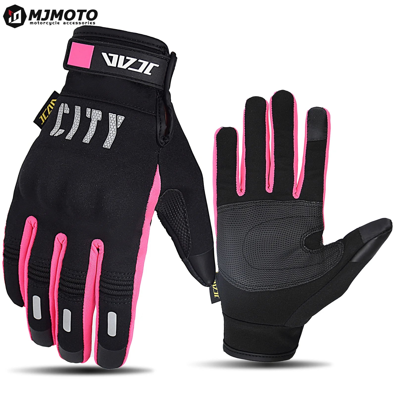 Pink Windproof Motorcycle Gloves Touch Screen Use