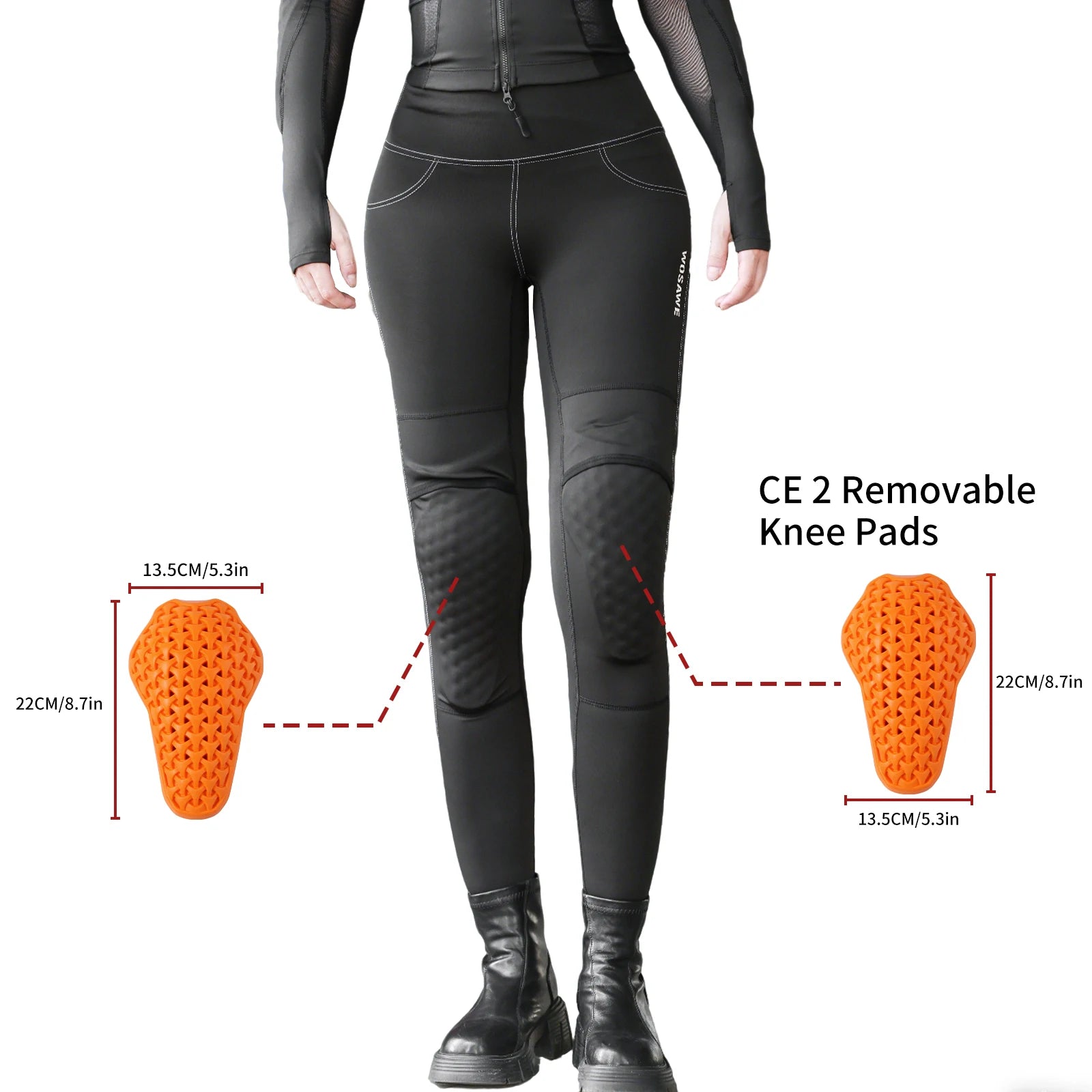WOSAWE Women Slim Fit Riding Pants With CE Protective Knee Pads