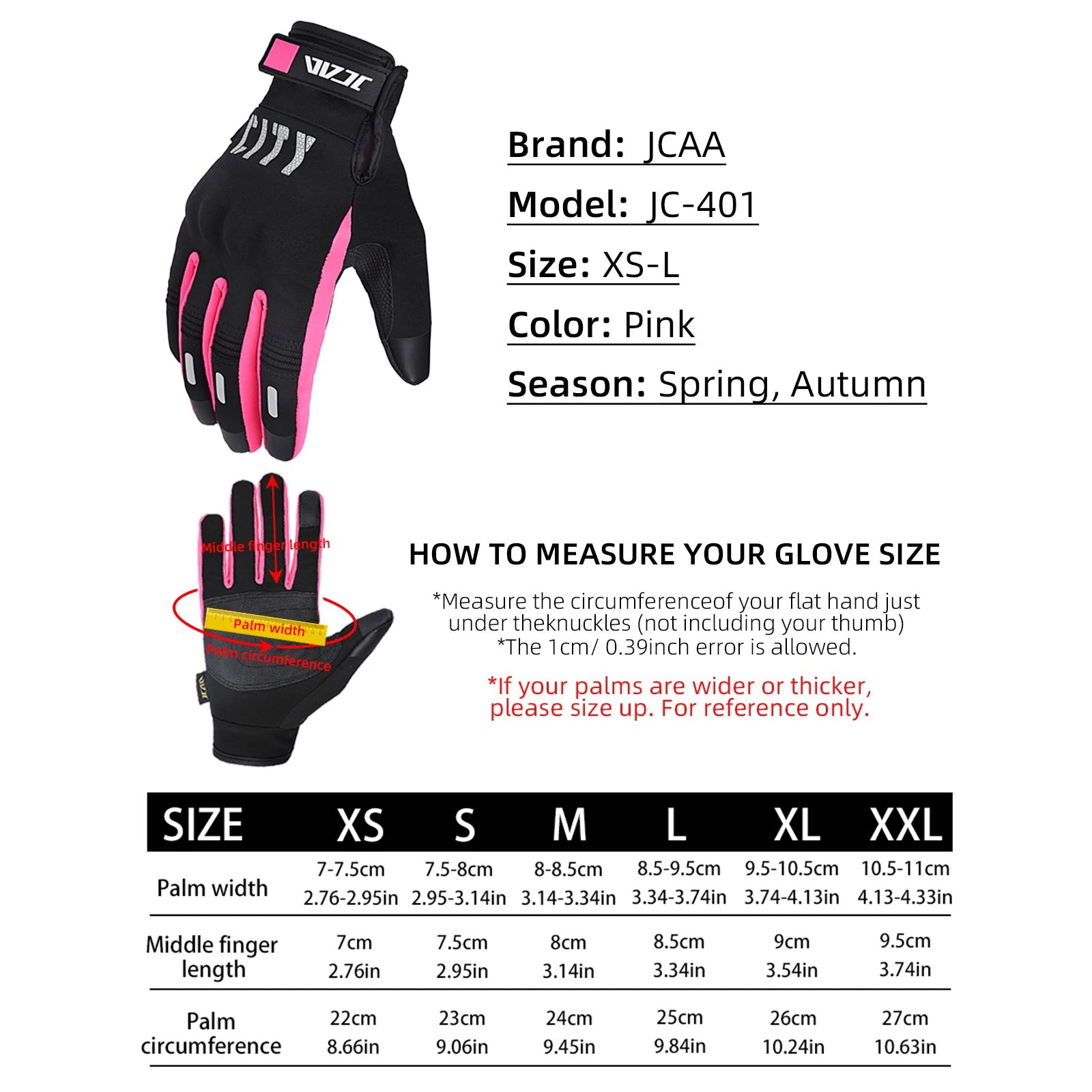 Pink Windproof Motorcycle Gloves Touch Screen Use