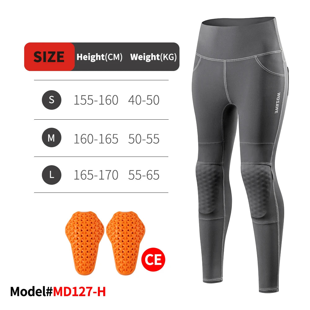 WOSAWE Women Slim Fit Riding Pants With CE Protective Knee Pads