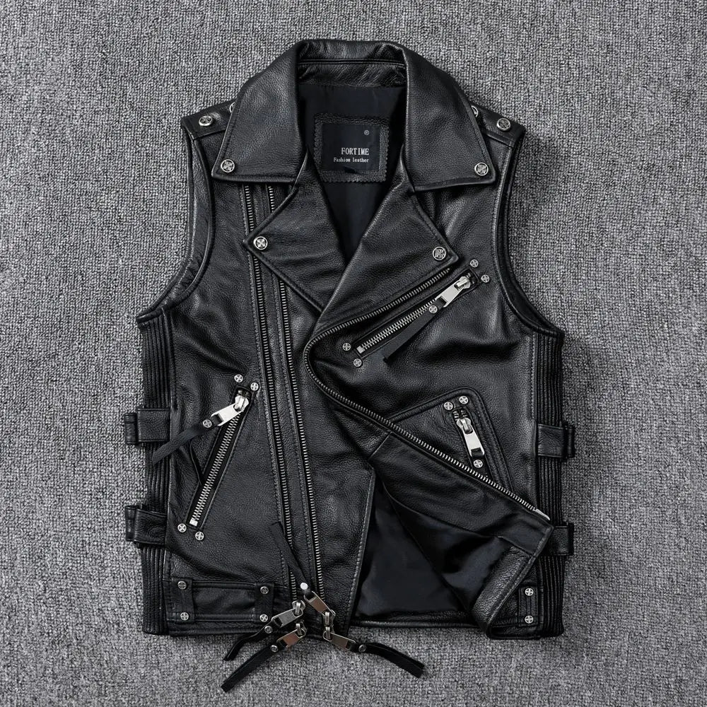Harley Men's Leather Vest Short Moto Jacket