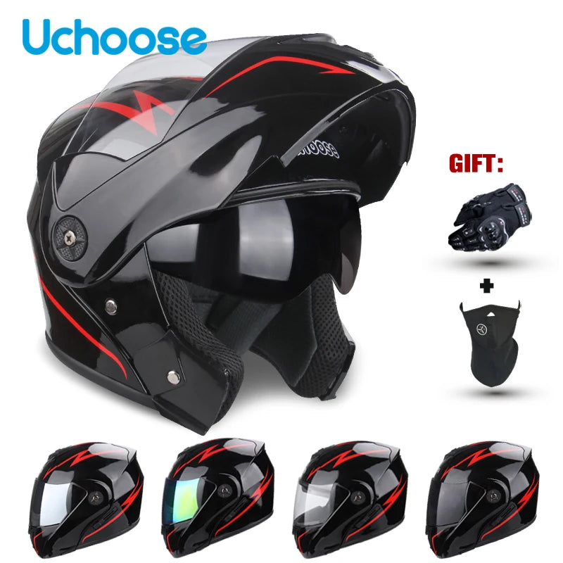 DOT Certification Unisex Modular Motorcycle Helmet Double Lens Cross Section