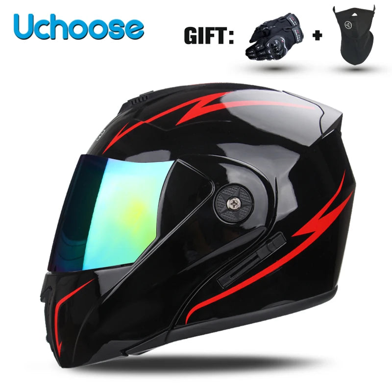 DOT Certification Unisex Modular Motorcycle Helmet Double Lens Cross Section
