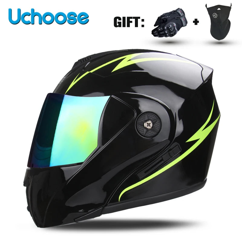 DOT Certification Unisex Modular Motorcycle Helmet Double Lens Cross Section