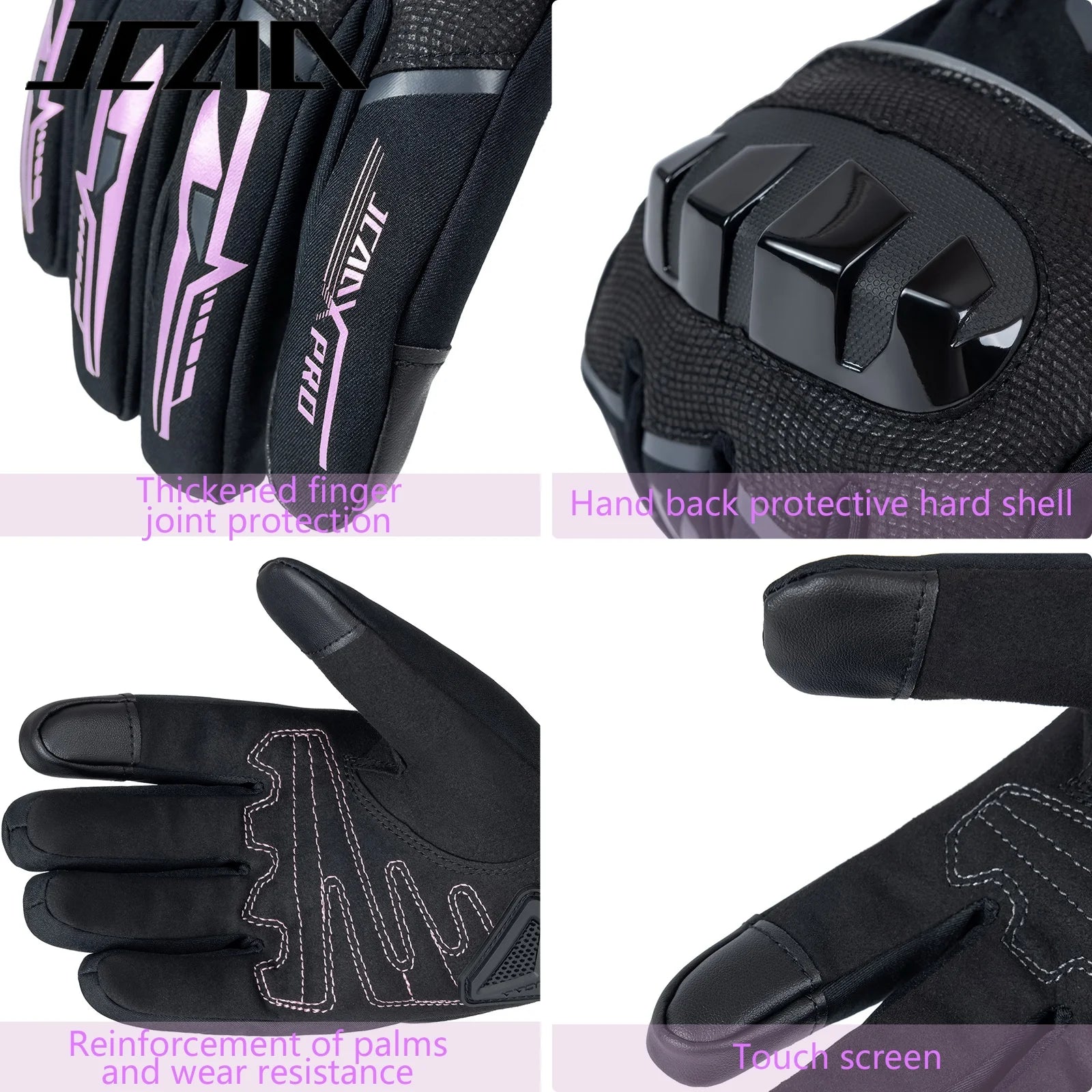 Pink Winter Thermal Motorcycle Gloves Waterproof and Touchscreen Use