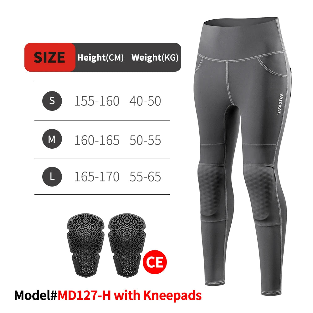 WOSAWE Women Slim Fit Riding Pants With CE Protective Knee Pads