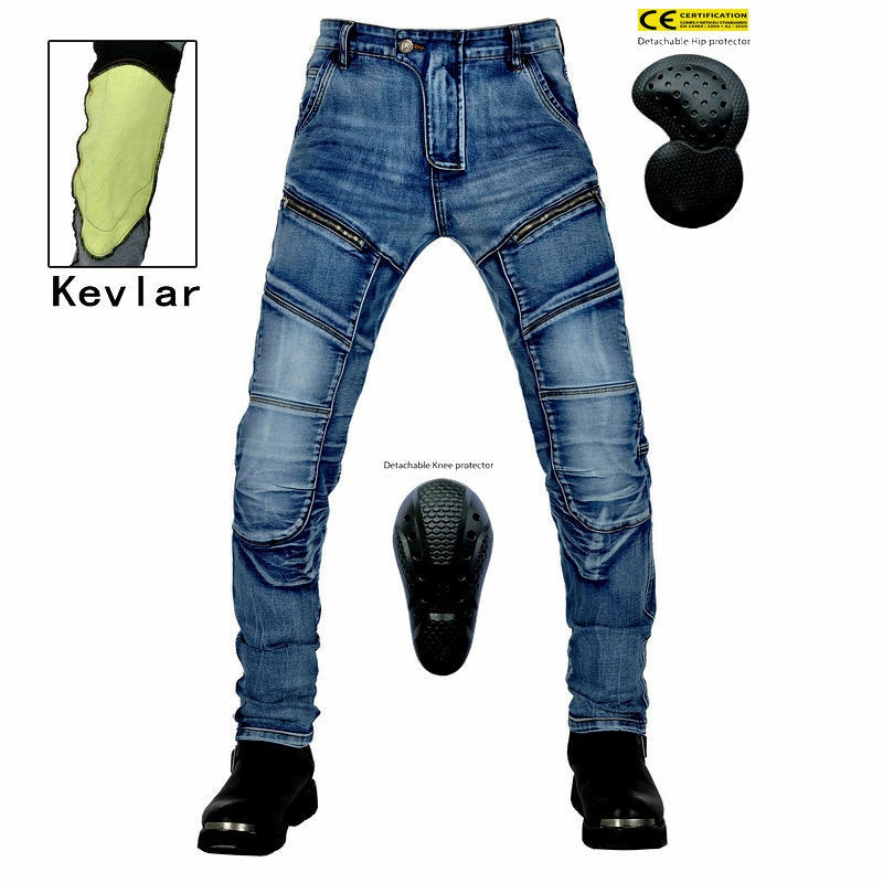 Mens Kevlar Motorcycle Riding Jeans High-Elastic CE Approval