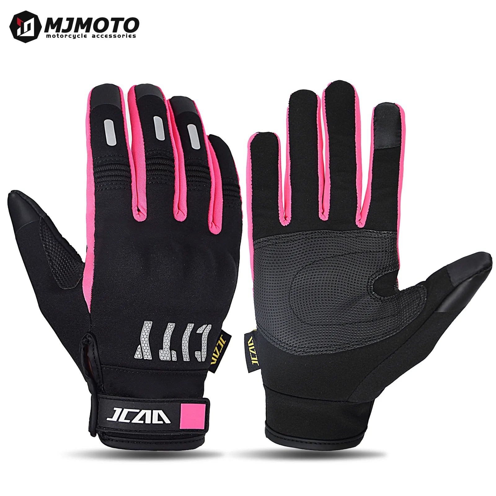 Pink Windproof Motorcycle Gloves Touch Screen Use