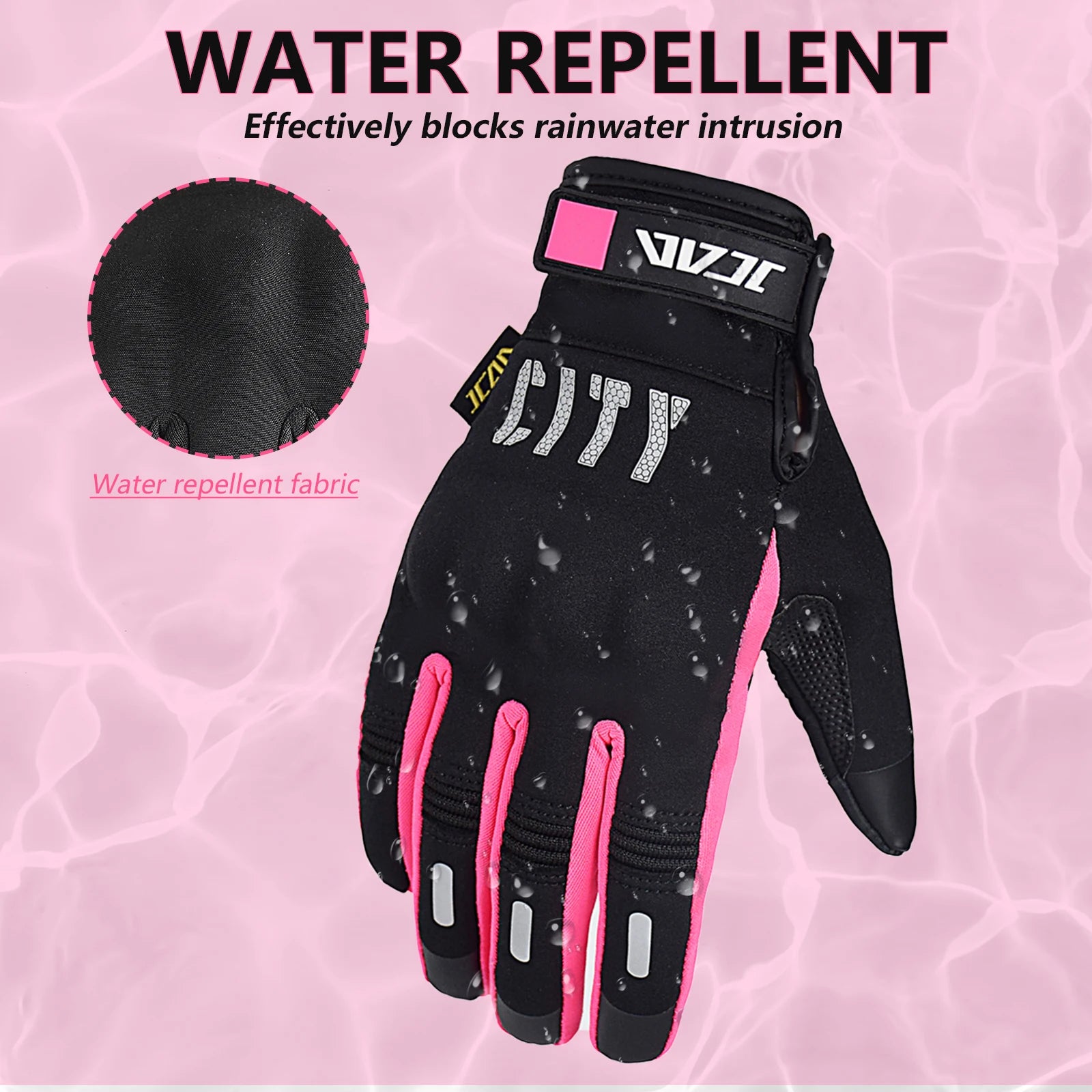 Pink Windproof Motorcycle Gloves Touch Screen Use