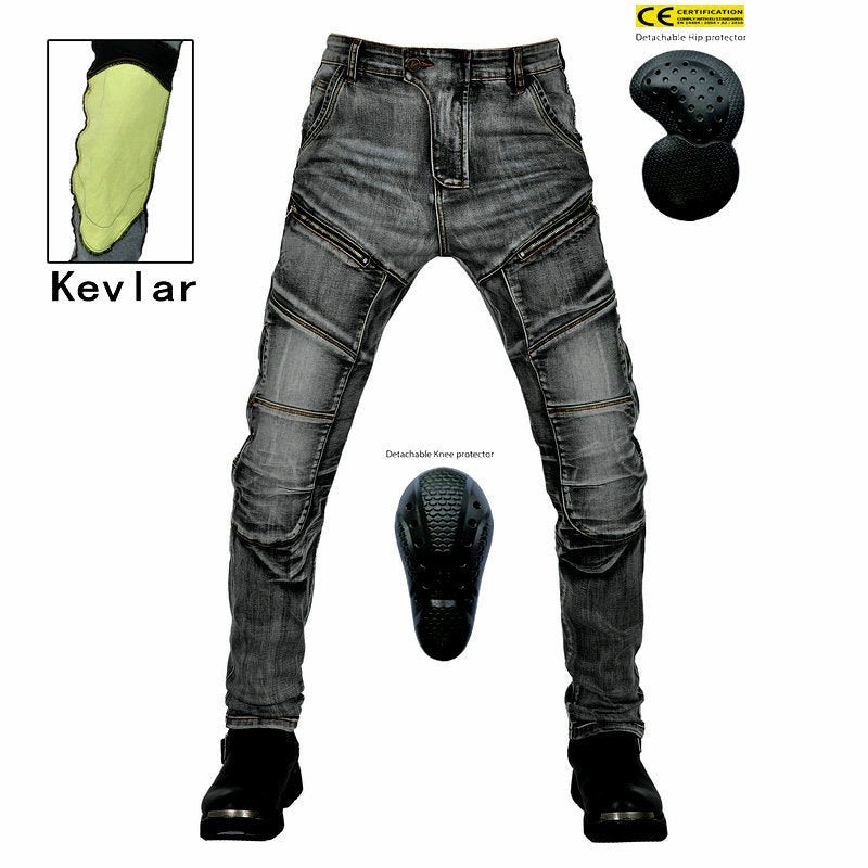 Mens Kevlar Motorcycle Riding Jeans High-Elastic CE Approval