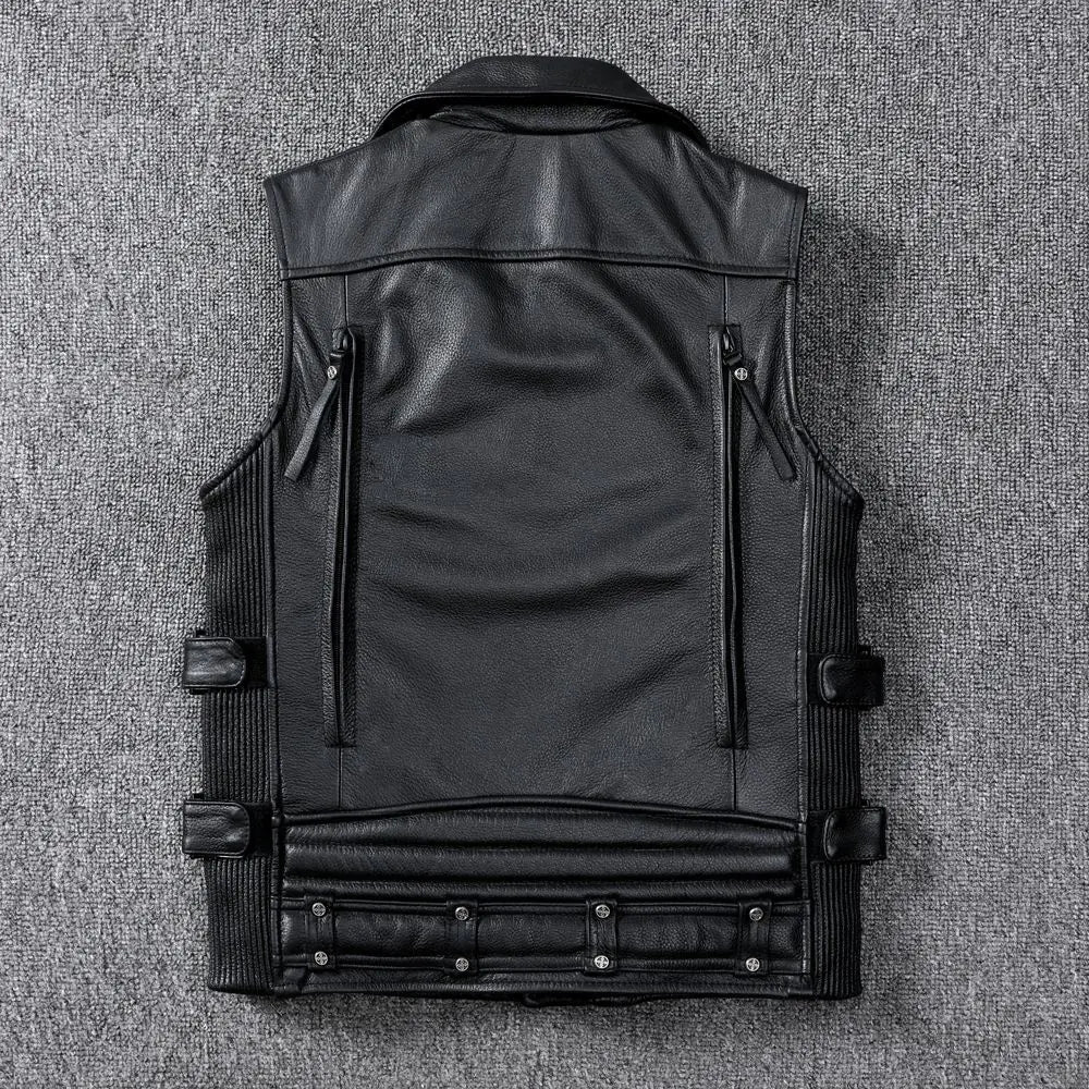 Harley Men's Leather Vest Short Moto Jacket